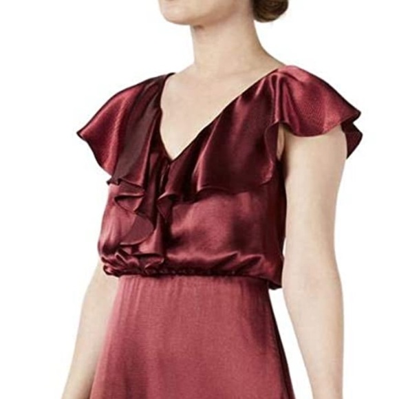 Satin Maroon Evening Dress - Picture 2 of 6